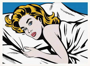 Pop Art Woman In Bed | Poster - White Frame Interior