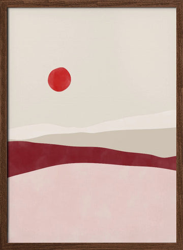 Minimalist Desert Sun | Poster - Walnut Frame Interior