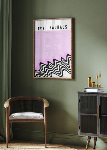 1919 Bauhaus Pink Waves | Poster - Room Interior 2