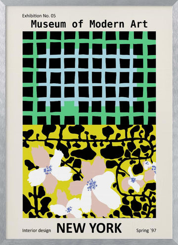 Vibrant Abstract Floral Grid | Poster - Silver Frame Interior