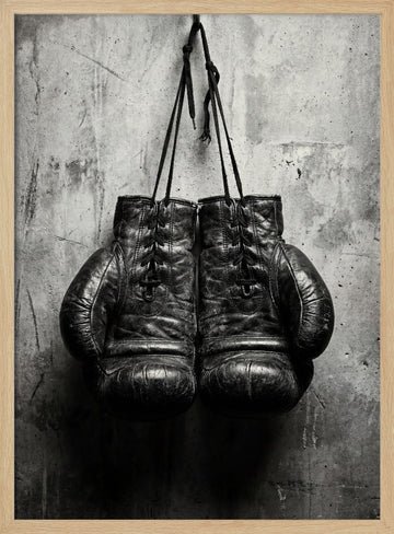 Vintage Boxing Gloves | Poster - Wood Frame Interior