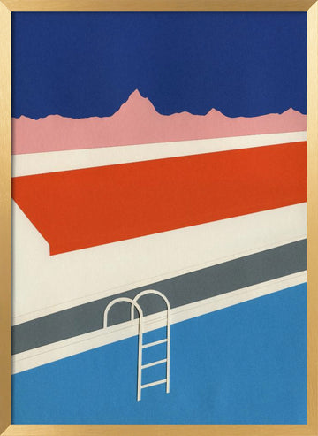 Colorful Poolside Abstract | Poster - Gold Frame Interior