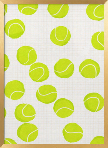 Playful Tennis Balls Pattern | Poster - Gold Frame Interior