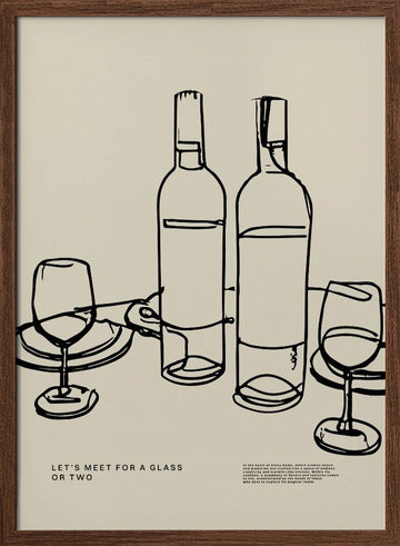 Wine and Conversation | Poster - Walnut Frame Interior