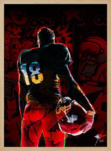 Gridiron Player 18 | Poster - Wood Frame Interior