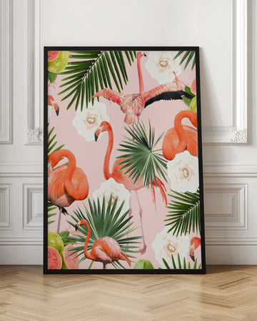 Flamingos Tropical Guava Bliss | Poster - Room Interior 1