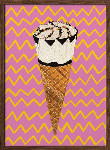 Pop Art Ice Cream Cone | Poster - Walnut Frame Interior