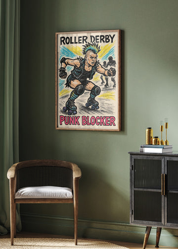 Roller Derby Punk Blocker | Poster - Room Interior 2