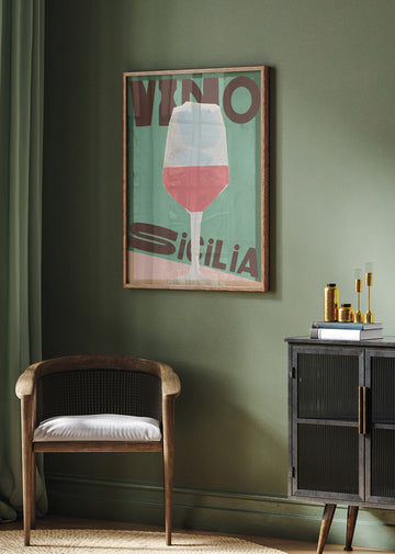 Vino Sicilia Glass | Poster - Room Interior 2