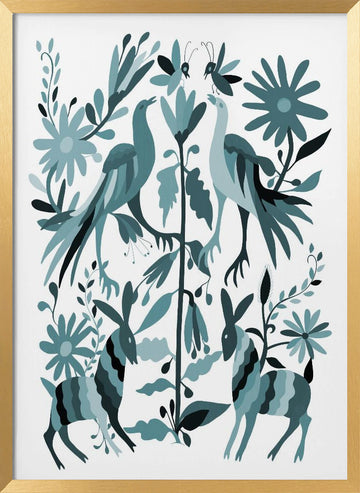 Whimsical Forest Life | Poster - Gold Frame Interior