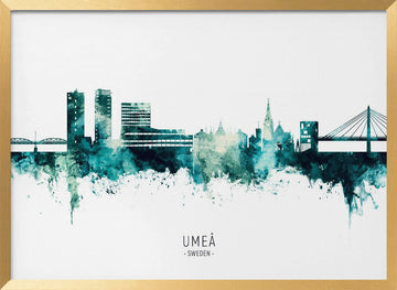 Umeå Sweden Skyline | Poster - Gold Frame Interior