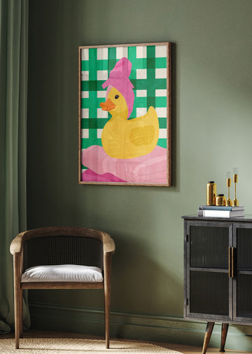 Pink Towel Rubber Duck | Poster - Room Interior 2