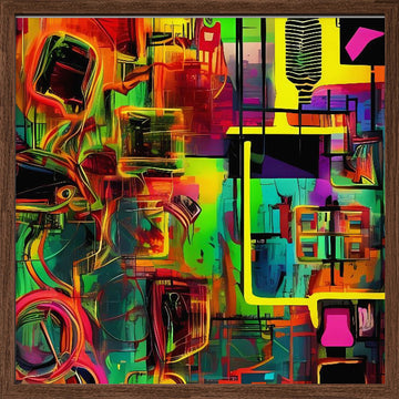 Vibrant Abstract Geometry | Poster - Walnut Frame Interior