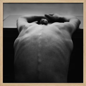 Snail on Human Back | Poster - Wood Frame Interior