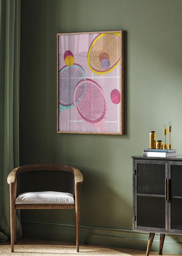 Playful Tennis Rackets | Poster - Room Interior 2