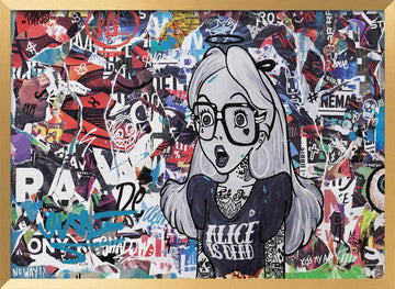 Edgy Alice Collage | Poster - Gold Frame Interior