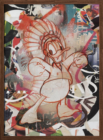 Energetic Duck Collage | Poster - Walnut Frame Interior