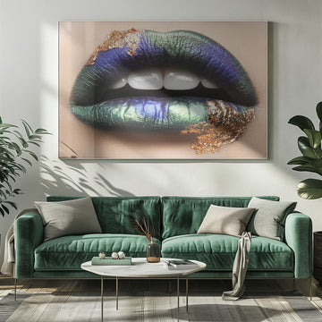 Iridescent Gold Lips | Poster - Room Interior 1
