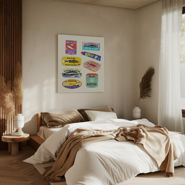 Vintage Seafood Cans | Canvas - Room Interior 2