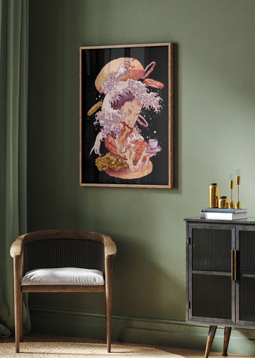 Ukiyo-e Burger Monster | Poster - Room Interior 2