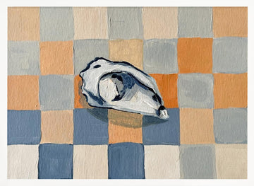 Oyster Shell Checkers | Poster - White Frame Interior