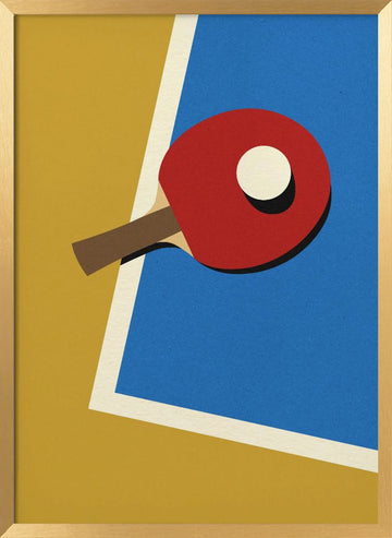 Table Tennis Team Red | Poster - Gold Frame Interior