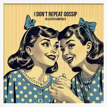 Retro Whispering Friends | Poster - White Frame Interior