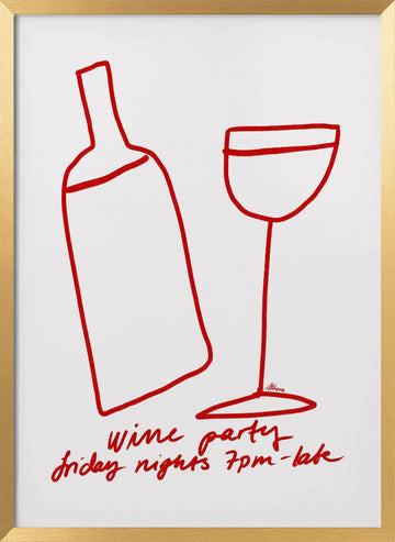 Wine Party | Poster - Gold Frame Interior