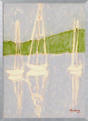 Calm Sailboat Reflections | Poster - Silver Frame Interior