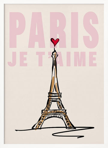 Paris Je T'aime Sketch | Poster - White Frame Interior