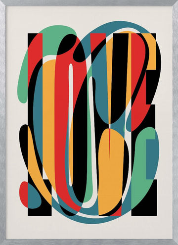 Colorful Love Typography | Poster - Silver Frame Interior