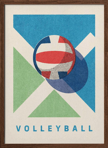 Retro Volleyball Game | Poster - Walnut Frame Interior