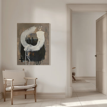 Expressive White Strokes | Canvas - Room Interior 1