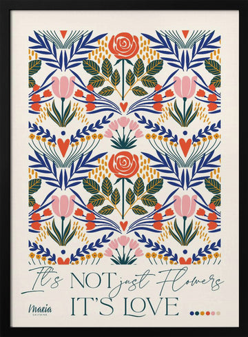 Vibrant Botanical Love | Poster - Black Metal Frame Interior