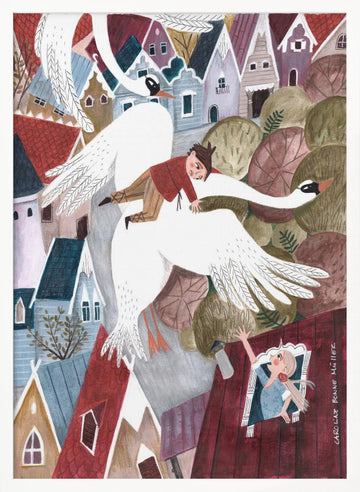 The magical wild geese | Poster - White Frame Interior