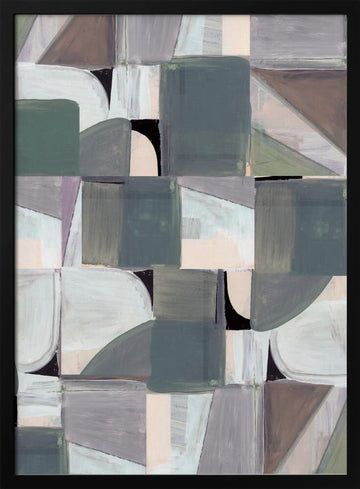 Soft Geometric Abstract | Poster - Black Metal Frame Interior