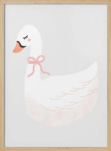 Cute Swan with Bow | Poster - Wood Frame Interior