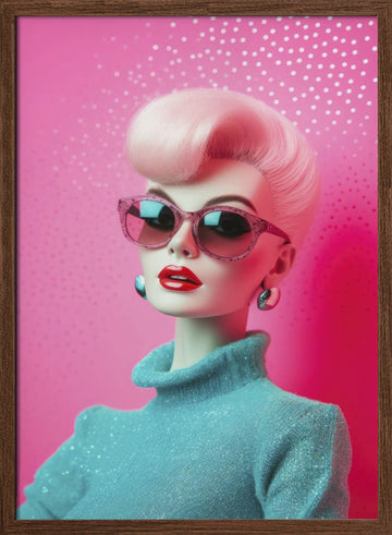 Retro Glamour Shine | Poster - Walnut Frame Interior