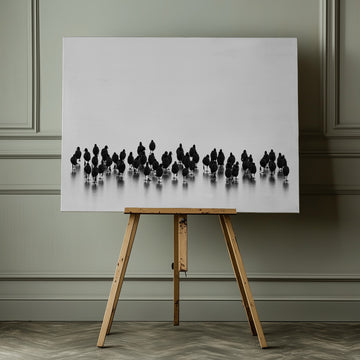 Black Birds On Ice | Canvas - Room Interior 1