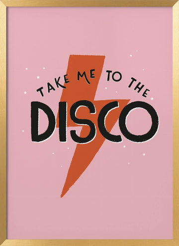 Retro Disco Quote | Poster - Gold Frame Interior