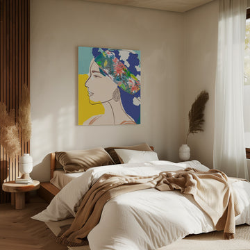 Woman in Floral Scarf | Canvas - Room Interior 2