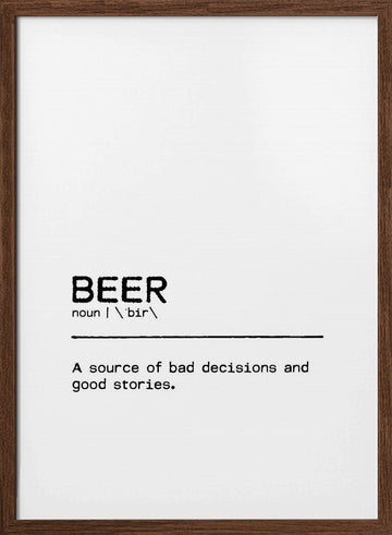 Funny Beer Definition | Poster - Walnut Frame Interior