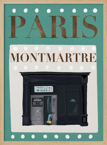 Paris Montmartre Photo Booth | Poster - Wood Frame Interior