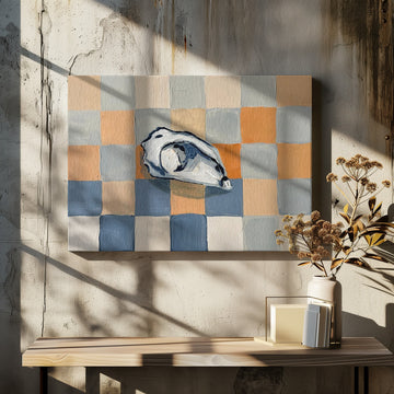 Oyster Shell Checkers | Canvas - Room Interior 2