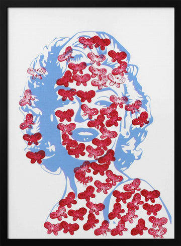 Red Butterfly Portrait | Poster - Black Metal Frame Interior