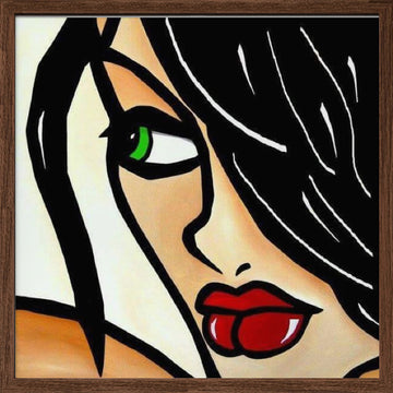 Bold Green Gaze | Poster - Walnut Frame Interior