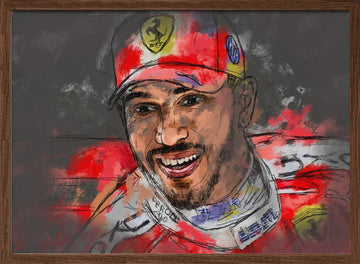 Joyful Racing Driver | Poster - Walnut Frame Interior