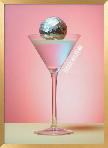 Vibrant Disco Martini | Poster - Gold Frame Interior