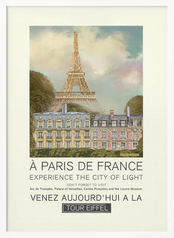 Dreamy Paris City View | Poster - White Frame Interior