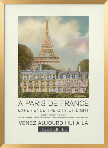 Dreamy Paris City View | Poster - Gold Frame Interior
